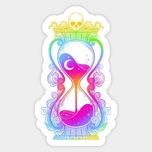 Antique Hourglass illustration with skull and stars. Memento mori Sticker